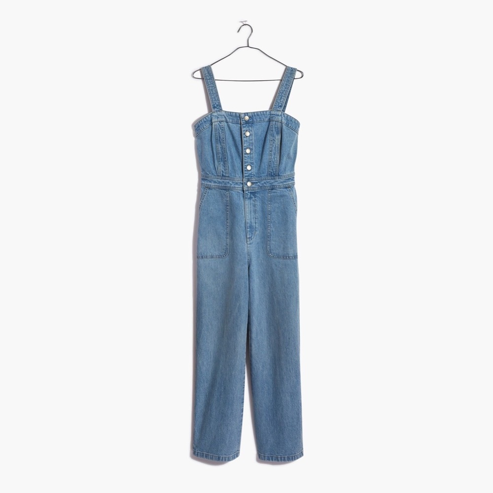 Madewell : Denim Stitched-Strap Jumpsuit